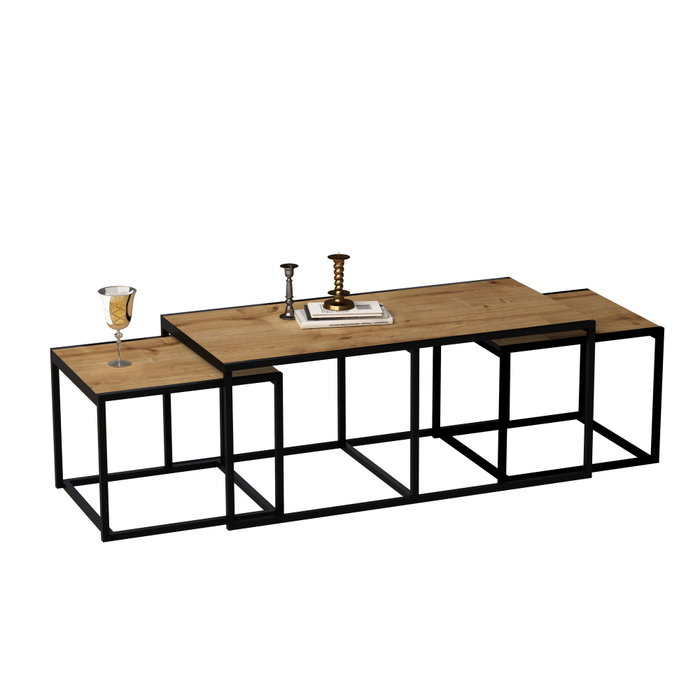 Hanah Home Mesa de Centro Gigante Extensible con Almacenamiento, Roble y Negro Hanah Home Mesa de Centro Gigante Extensible con Almacenamiento, Roble y Negro